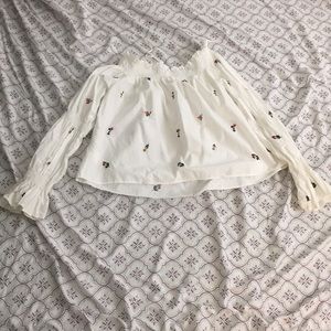 Off the shoulder floral shirt